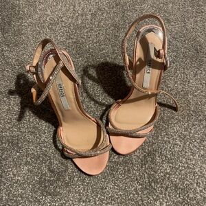 Offi Blush Pink Crystal-Strap Stiletto Sandals